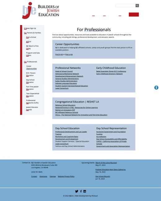 BJE LA's jobs overview page.