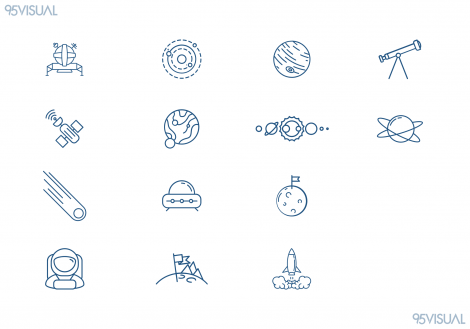 Iconography showcase that is used for 95Visual's website and other material.