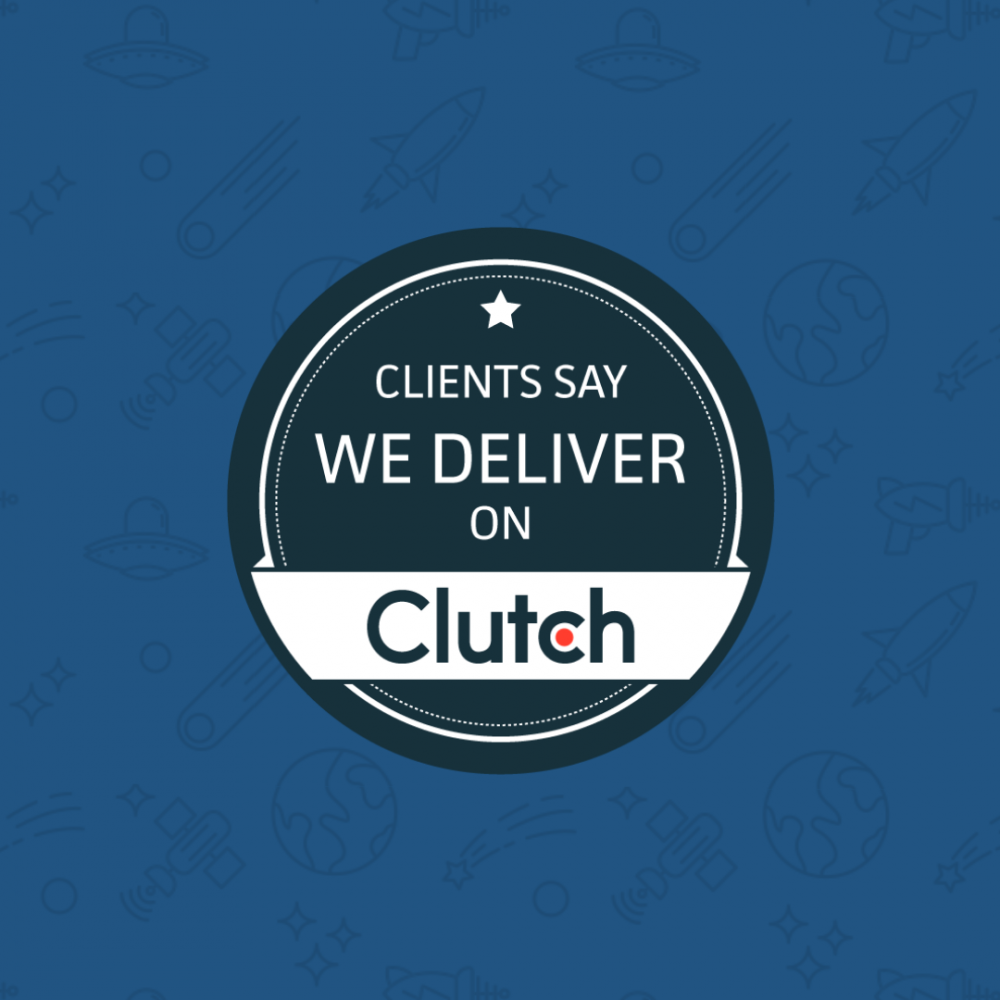 graphic that says "clients say we deliver on clutch"