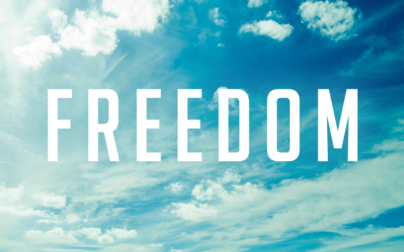 clouds with "Freedom" text