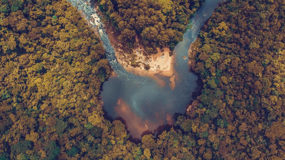 bird's eye view of a waterfall