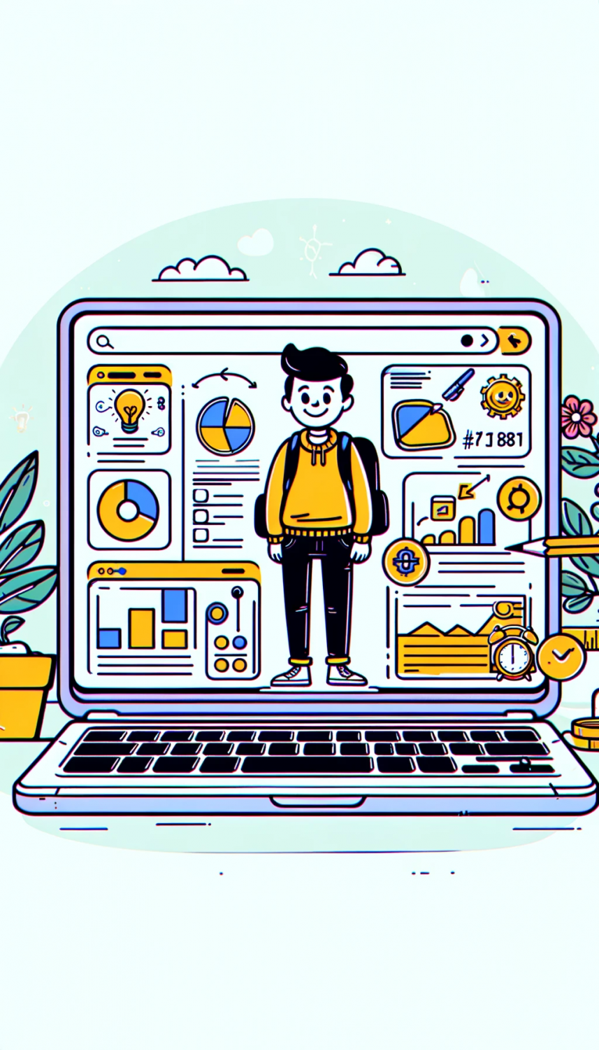 hand-drawn style featured image with a single character in a digital marketing planning scene